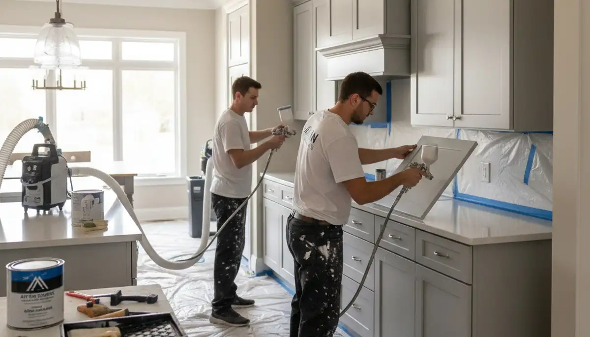 Professional cabinet painting in Overland Park KS showcasing smooth, durable kitchen finish