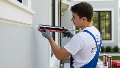 Professional caulking and sealing by house painters in Overland Park, KS protecting home exteriors