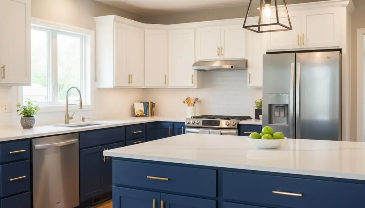 Refinished kitchen cabinets with smooth modern finish by expert painters in Overland Park, KS