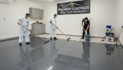 Professional epoxy garage floor coating in Overland Park KS with durable, moisture-resistant finish