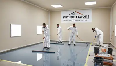 Epoxy floor coating in Overland Park KS garage with durable, glossy finish by local painting professionals