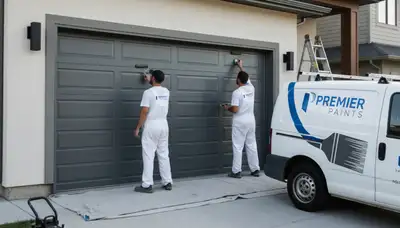Professional garage door painting by house painters in Overland Park, KS for lasting curb appeal
