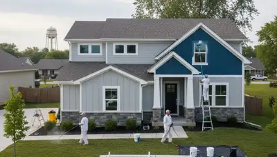 Interior painting crew working in Overland Park, KS for a house-painting project