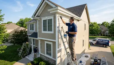 Professional house painters in Overland Park KS applying fresh interior wall paint