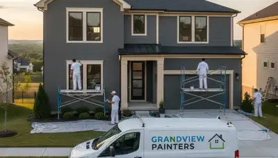 Professional house painters improving home exterior in Overland Park KS