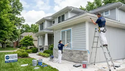 Professional house painters working on interior walls in Overland Park, KS home