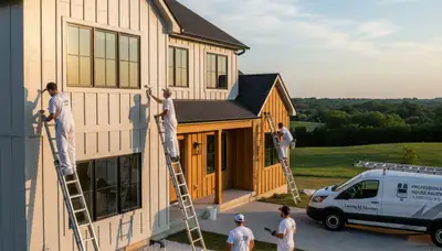 Interior painting team in Overland Park, KS updating a home with professional wall painting services