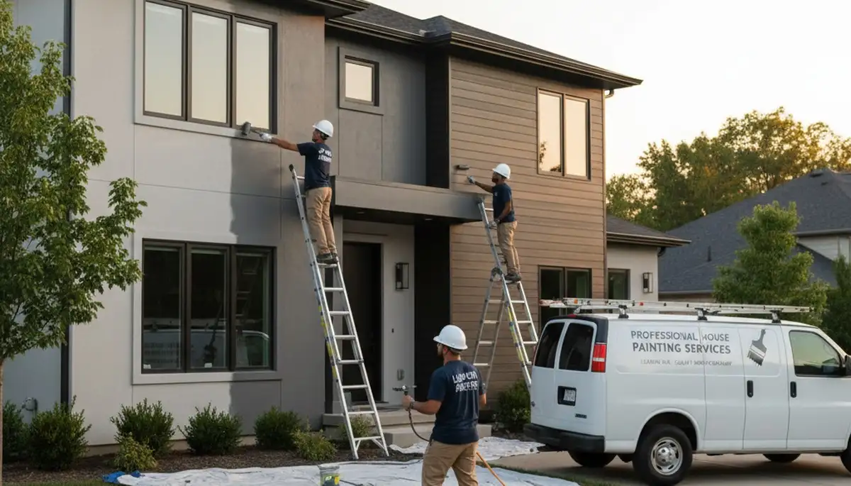 Professional house painters working on residential interior in Overland Park, KS
