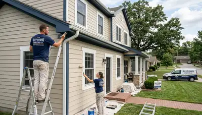 Professional house painters working on interior home walls in Overland Park KS