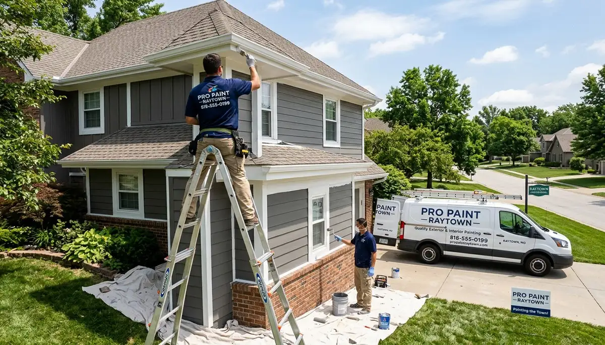 Professional house painters in Overland Park KS applying fresh interior wall paint