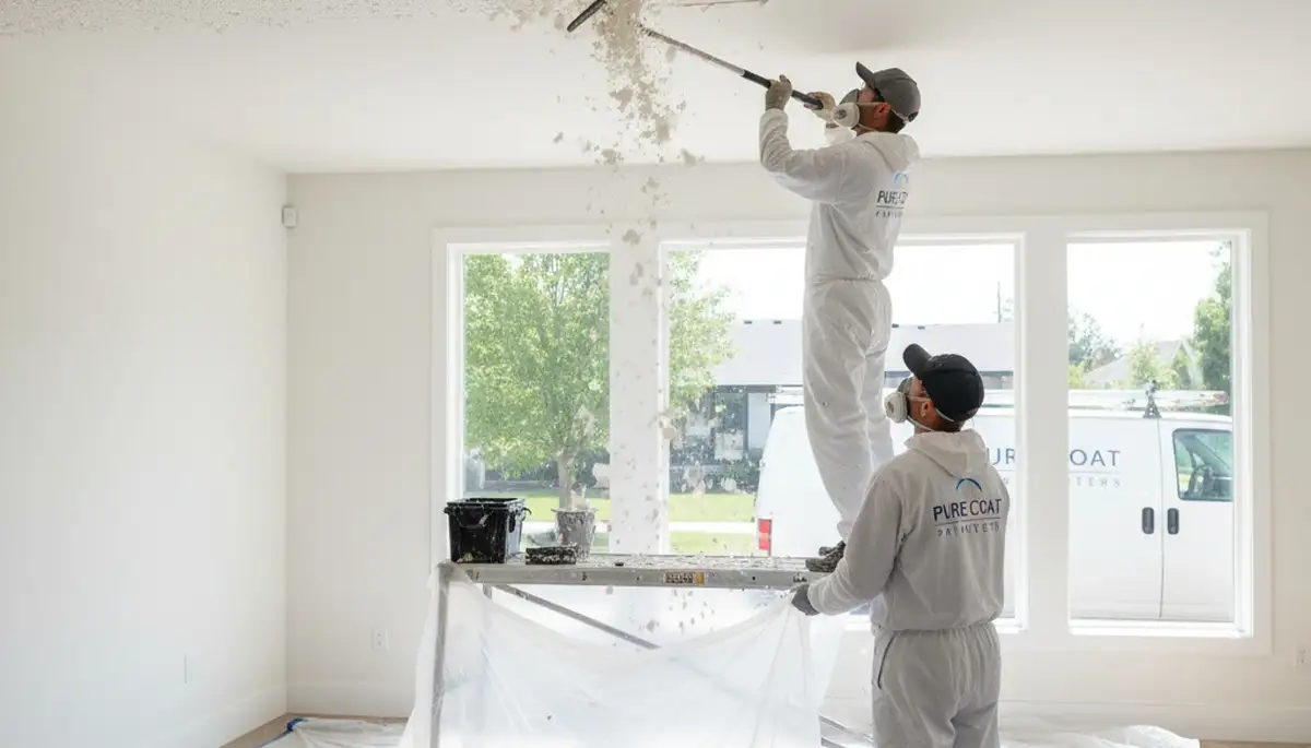 Professional popcorn ceiling removal in Overland Park, KS for smooth, modern interior surfaces