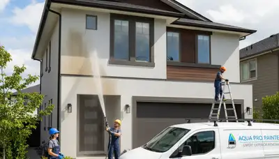 Professional pressure cleaning on home exterior in Overland Park, KS by expert house painters