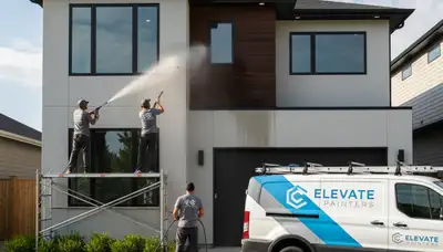 Professional pressure washing home exterior in Overland Park KS by expert house painters