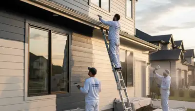 Professional siding painting on a home exterior in Overland Park, KS by expert house painters