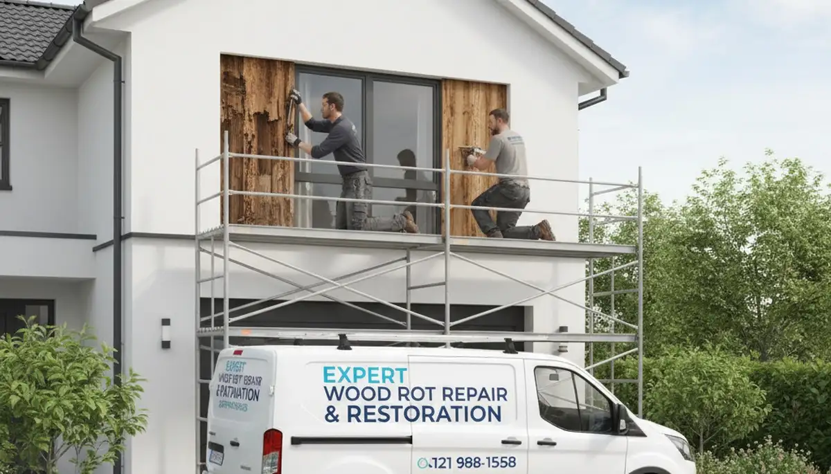 Professional wood rot repair on home siding in Overland Park, KS by expert painters